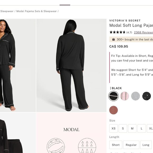 NWT 2PC Victoria's Secret Modal Soft Long Pajama Set  (small/XS) - Picture 2 of 10